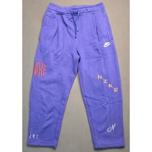 Nike‎ Youth Large Sweatpants Cropped Purple Embroidered Athletic Track Logo